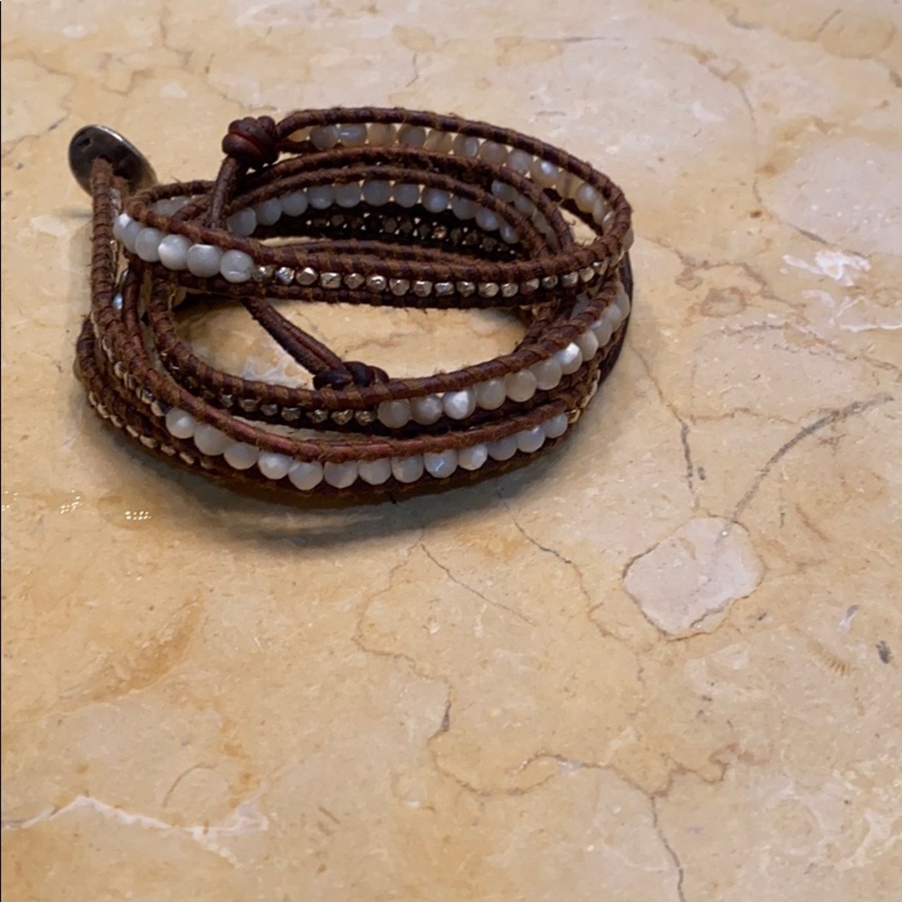 Chan Luu Brown and sterling silver wrap bracelet